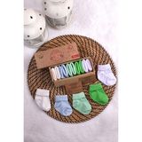Poffibabyorganik Pamuk Unisex 5'li Kutulu Premium Yenidoğan Bebek Çorabı - Renkli - 0 - 6 Ay
