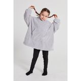 Poffy Çocuk Oversize Giyilebilir Battaniye Tek Beden Çok Rahat 12 Yaş Altı Unisex Hoodie Peluş Kapüşonlu Sweatshirt - Standart - Gri