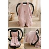 Pofidoo Baby Iki Kat Müslin Kumaşlı Bebek Puset Örtüsü Yastık Takımı Pudra Pembe