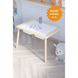 Pofitto Ağaç Ahşap Çocuk Masası- Yaz Sil Yüzey Çocuk Masası-aktivite-çocuk Çalışma Masası-2 Adet Sepet Meşe
