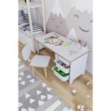 Pofitto Beyaz Çocuk Masa Sandalye Takımı 90 X 45 cm Parlak MDF Yaz-Sil Özelliği ile Ergonomik Tasarım