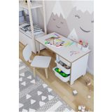 Pofitto Çocuk Masa Sandalye Takımı 90x45 Cm 3 Sepetli Çocuk Çalışma Masası Aktivite Masası Yaz-sil