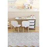 Pofitto Çocuk Masa Sandalye Takımı 90X45 cm 3 Sepetli Çocuk Çalışma ve Aktivite Masası Yaz-Sil,2 Sandalyeli - Beyaz