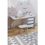 Pofitto Çocuk Masa Takımı 90x45 Cm 3 Sepetli Çocuk Çalışma Masası Aktivite Masası Yaz-sil 1 Adet Tabureli