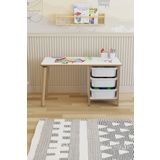 Pofitto Çocuk Masası 90x45 Cm 3 Sepetli Çocuk Çalışma Masası Aktivite Masası Yaz-sil