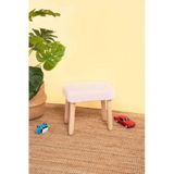 Pofitto Çocuk Taburesi-çocuk Oturağı-ahşap Tabure-montessori Puf-yumuşak Puf Pudra