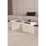 Pofitto Evia Orta Sehpa Beyaz Mermer Modern Tasarım 90 cm Genişlik 45 cm Derinlik Suntalam Malzeme