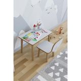 Pofitto Gri Yaz-Sil Yüzey Çocuk Masası Takımı 1 Sandalyeli Aktivite ve Çalışma Masası