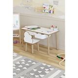 Pofitto Montessori Çocuk Masası-Oyun Masası-Aktivite Masası-Etkinlik Masası Takımı 1 Bulut Sandalye - Beyaz