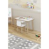 Pofitto Montessori Çocuk Masası-Oyun Masası-Aktivite Masası-Etkinlik Masası Takımı 1 Panda Sandalye - Beyaz