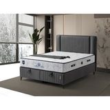 Pofuduk Yatak Lurex Visco Baza Başlık Yatak Seti - Koyu Gri - 90 x 200 cm