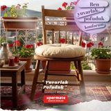Pofuduk Yuvarlak Sandalye Minderi|Mutfak,Balkon,Bahçe Dekoratif Oturma Minderi|Yumuþak Dolgu Bej