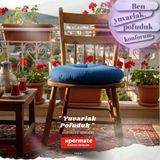 Pofuduk Yuvarlak Sandalye Minderi|Mutfak,Balkon,Bahçe Dekoratif Oturma Minderi|Yumuþak Dolgu Mavi