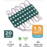 Point 3 Ledli Parmak LED Modül 1.5W 2835 Smd Mercekli 12V-20 Adet Yeşil
