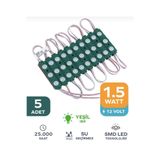 Point 5 Adet 3 Ledli Parmak LED Modül 1.5W 2835 Smd Mercekli 12V Yeşil