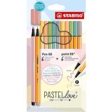 point 88 & Pen 68 Pastellove - İnce Keçe Uçlu Kalem ve Keçe Uçlu Boya Kalemi - 12'li Paket - Çeşitli Renkler
