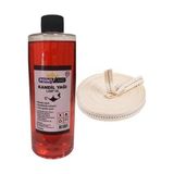 Point Care Kırmızı Kandil Yağı Kokusuz Dumansız Iç Mekan Gaz Lambası Yakıtı 400 ml + 2 Metre Fitil