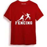 Point Eskrim Baskılı Özel Tasarım Tişört Fencing T-Shirt FNCG5004 - 2XL - Kırmızı