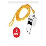 POINTTECH Kaliteli 6 Adet Sarı Ipli Paslanmaz Metal Deprem Düdüğü, Hakem, Can Kurtaran Düdük (6 ADET)