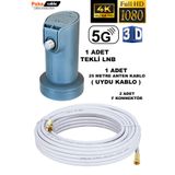 Poke 25 Metre Uydu Kablosu Tekli Çıkış 4k Full Hd 3d Lnb F Konnektör Pokesat