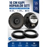 poke audio 16 Cm Oto Kapı Hoparlörü 2 Adet + 16 Cm Hoparlör Kapı Kasnağı 2 Adet Set