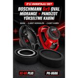 poke audio Boschmann XC-69 Plus 6x9 Oval Midrange Hoparlör 900W 2 Adet + PK-8686 Pandizot Yükseltme Kabini 2 Adet Set