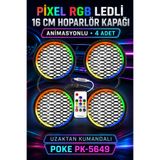 poke audio Poke Pixel RGB LED’li 16 cm Oto Hoparlör Kapağı Animasyonlu Uzaktan Kumandalı 4 Adet PK-5649