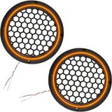 Poke Ledli Hoparlör Kapak 16CM 2ADET 12V PK-5050, Turuncu