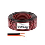 Poke Oto Elektrik ve Ses Sistemi Hoparlör Kablosu 50 Metre Kordon 2x 2,5 Siyah Kırmızı Çizgili