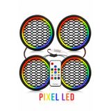 Poke Piksel Ledli Animasyonlu 20 Cm Midrange Hoparlör Kapak 4 Adet 358 Mod Kumandalı Animasyonlu