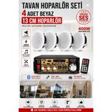 Poke Tavan Hoparlör Seti (1 Adet Anfi Bluetooth Usb Sd Fm + 4 Adet 10 W 13 cm Tavan Hoparlör)