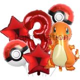 Pokemon Charizard Konsept 3 Yaş Balon Set Pokemon Çarizart Doğum Günü Folyo Balon Set - Ahşap - Üç