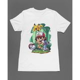 Pokemon Pikachu Ash Chibi Anime Unisex Tişört T-Shirt - Siyah - XL