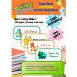 Pokemon Pikachu Etiketi Defter Etiketi Kitap Etiketi Kişiye Özel Suya Dayanıklı İsim Yazılabilien