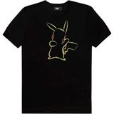 Pokemon Pikachu Line Siyah Erkek T-Shirt1 - XL