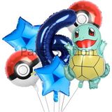 Pokemon Squirtle Konsept 6 Yaş Balon Set Pokemon Squirtle Balon Doğum Günü Folyo Balon Set - Antrasit - Gold - Altı