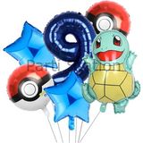 Pokemon Squirtle Konsept 9 Yaş Balon Set Pokemon Squirtle Balon Doğum Günü Folyo Balon Set - Ahşap - Dokuz