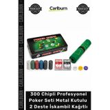 #Poker Casino Oyun Seti 300 Chipli Profesyonel Poker Seti Metal Kutulu 2 Deste İskambil Kağıtlı