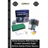 #Poker Casino Profesyonel Metal Kutulu 400 Chip 2 Adet İskambil Kağit Setine Sahip Poker Oyunu