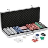Poker Çipli Alüminyum Taşıma Çantalı V.I.P Poker Set + 2 Adet Poker Destesi (500'lü)