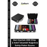 #Poker Lüks Kaliteli Set Deri Çantalı 200 Chip 2 Adet İskambil Kağıdına Sahip Poker Oyunu