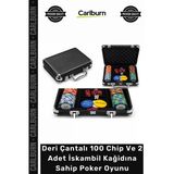 #Poker Lüks Profesyonel Şık Deri Çantalı 100 Chip 2 Adet İskambil Kağıdına Sahip Poker Oyunu