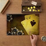 Poker Oyunu Dört As Casino Tasarımı 240 Parça Ahşap Puzzle Ahşap Kutuda MP00422