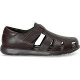 Polaris 109171 Erkek Hakiki Deri 5 Nokta Anatomik Comfort Taban Kapalı Sandalet - Kahverengi
