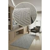 Polaris Halı Kaymaz Taban, Kesme Yolluk Halı, Kabartmalı, Salon, Mutfak, Antre, Koridor,yatak Odası Halısı, Gri - 100 x 100 cm