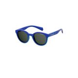 Polaroid Unisex Mavi-füme Organik Polarize (UV) Cam Kemik Kapalı Çerçeve Oval - Yuvarlak Güneş Gözlüğü Pld80