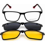 Polarone Po 351-C1 Polarize Güneş Antifar 2 Klipsli+ Mavi Işık Korumalı Premium Erkek Gözlük 55*18*145 - Kırmızı