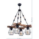 Polat Aydınlatma Tetra Wooden 4 Lü Lüx Halatlı Avize - Siyah