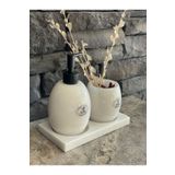 Polen Stone Beyazı Mermer Oval 3,lü Banyo Seti (yeni)