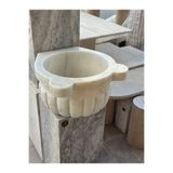 Polen Stone Şeker Mermer Hamam Kurnası – 42x25 cm | Kavun Dilimli, El İşçiliği